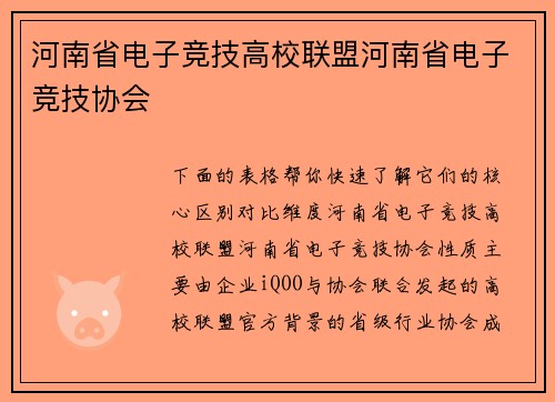 河南省电子竞技高校联盟河南省电子竞技协会